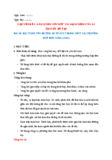 Giáo án chuyên đề NLS Toán 11 Kết nối tri thức Bài 10: Bài toán tìm đường đi tối ưu trong một vài trường hợp đơn giản
