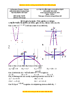 Đề thi vào 10 môn Toán tỉnh Cần Thơ năm 2022