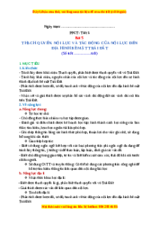 Giáo án Bài 5 Địa lí 10 Cánh diều: Thạch quyển. Nội lực và tác động của nội lực đến địa hình bề mặt Trái Đất