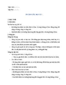Giáo án Ôn tập giữa học kì 1 KHTN 9 Kết nối tri thức