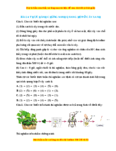 Trắc nghiệm Thực hành chứng minh quang hợp ở cây xanh KHTN 7 Chân trời sáng tạo