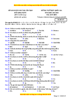 Đề thi thử Hóa học Sở Cần Thơ lần 1 năm 2023