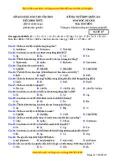 Đề thi thử Hóa học Sở Cần Thơ lần 1 năm 2023