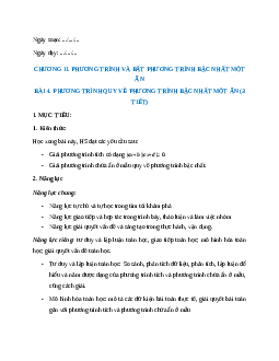 Giáo án Phương trình quy về phương trình bậc nhất một ẩn Toán 9 Kết nối tri thức