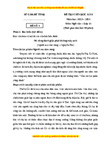 Đề thi cuối kì 2 Ngữ văn 11 Cánh diều (Đề 4)