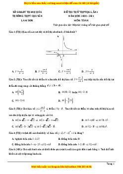 Đề thi thử Toán trường Chuyên Lam Sơn năm 2021