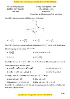 Đề thi thử Toán trường Chuyên Lam Sơn năm 2021