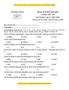 Đề thi thử Hóa Học Sở Yên Bái lần 1 năm 2021