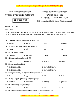 Đề thi thử Hóa Học trường Nguyễn Trường Tộ năm 2021