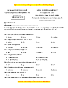 Đề thi thử Hóa Học trường Nguyễn Trường Tộ năm 2021