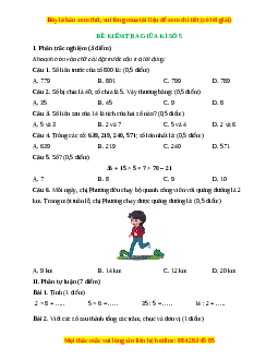 Đề thi giữa kì 2 Toán lớp 2 Kết nối tri thức - Đề 5