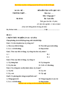 Đề thi giữa kì 1 Công nghệ 7 Cánh diều (Đề 2)