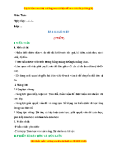 Giáo án Ki - lô - mét Toán 2 Chân trời sáng tạo