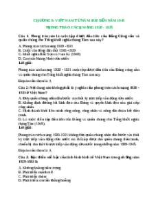 Trắc nghiệm Chương 8: Việt Nam từ những năm 1930-1945 Lịch sử 12