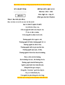 Đề thi giữa học kì 2 Ngữ Văn 10 Kết nối tri thức có đáp án (Đề 9)