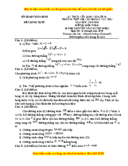 Đề thi vào 10 môn Toán tỉnh Hòa Bình năm 2020