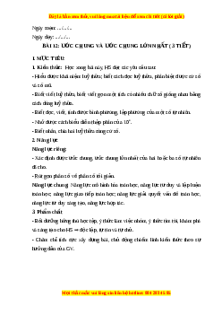 Giáo án Ước chung và ước chung lớn nhất Toán 6 Cánh diều