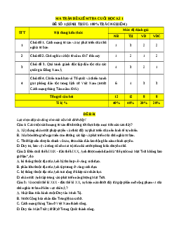 Đề thi cuối kì 1 Lịch sử 11 Chân trời sáng tạo (Đề 1)