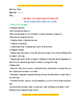 Giáo án Phép nhân phân số Toán lớp 4 Cánh diều