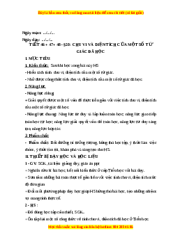 Giáo án Chu vi và diện tích của một số tứ giác đã học Toán 6 Kết nối tri thức