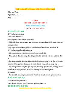 Giáo án So sánh số Toán lớp 1 Kết nối tri thức