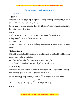 Lý thuyết Toán 10 Kết nối tri thức Bài 24: Hoán vị, chỉnh hợp và tổ hợp