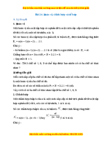 Lý thuyết Toán 10 Kết nối tri thức Bài 24: Hoán vị, chỉnh hợp và tổ hợp