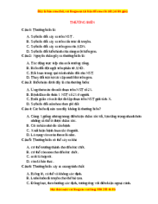 Trắc nghiệm Thường biến Sinh học 9