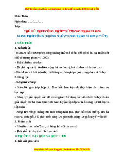 Giáo án Phép cộng (không nhớ) trong phạm vi 1000 Toán lớp 2 Kết nối tri thức