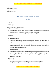 Giáo án Bài 2 Lịch sử 6 Cánh diều (2024): Thời gian trong lịch sử