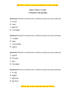 Trắc nghiệm Unit 8: I believe I can fly Tiếng Anh 7 Chân trời sáng tạo