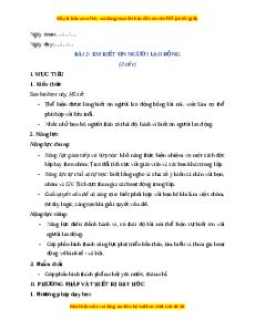 Giáo án Bài 2 Đạo đức lớp 4 Cánh diều: Em biết ơn người lao động