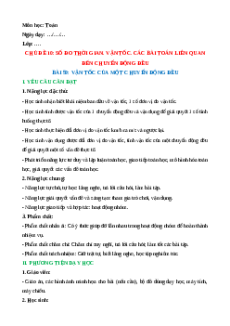 Giáo án Vận tốc của một chuyển động đều Toán lớp 5 Kết nối tri thức