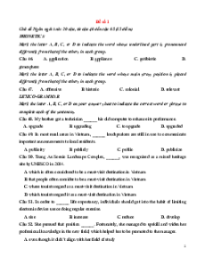 5 Đề thi ĐGNL Bộ Công an môn Tiếng Anh