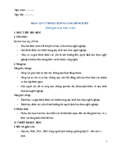 Giáo án Bài 4 Công nghệ 9 Định hướng nghề nghiệp Kết nối tri thức: Quy trình lựa chọn nghề nghiệp