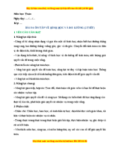 Giáo án Ôn tập về hình học và đo lường Toán lớp 4 Cánh diều