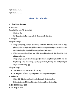 Giáo án Bài 11: Cấu trúc lặp Tin học lớp 5 Chân trời sáng tạo