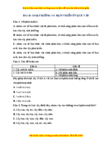 Trắc nghiệm Sinh trưởng và phát triển ở thực vật KHTN 7 Cánh diều