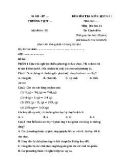 Đề thi Hóa học 11 Giữa kì 1 Cánh diều Cấu trúc mới 2025 (Đề 1)