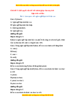 Trắc nghiệm Tin học 10 Chủ đề F Bài 1: Làm quen với ngôn ngữ lập trình bậc cao Tin học 10 Cánh diều