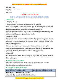 Giáo án So sánh các số bằng, lớn hơn, bé hơn Toán lớp 1 Chân trời sáng tạo