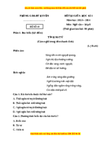 Đề thi giữa kì 2 Ngữ văn 8 Chân trời sáng tạo (Đề 10)