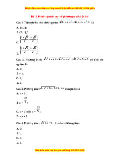 Trắc nghiệm Phương trình quy về phương trình bậc hai Toán 10 Chân trời sáng tạo