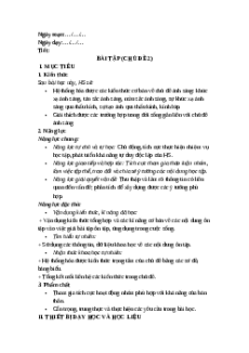 Giáo án Bài tập Chủ đề 2 Khoa học tự nhiên 9 Cánh diều