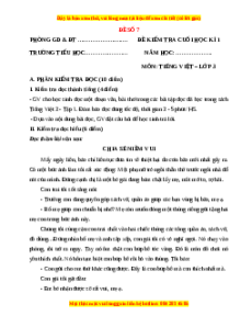 Đề thi cuối kì 1 Tiếng Việt lớp 3 Kết nối tri thức - Đề 7