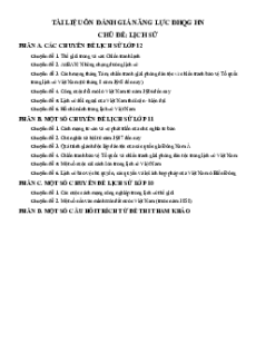 Chuyên đề ôn thi ĐGNL ĐHQG Hà Nội HSA môn Lịch sử