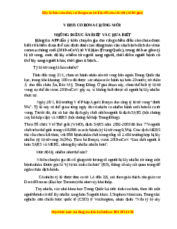 Phiếu bài tập Tuần 5 Virus corona chủng mới. Những điều cần biết và chưa biết Ngữ văn 6