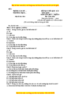 Đề thi cuối kì 2 Tin học 8 Cánh diều (Đề 4)