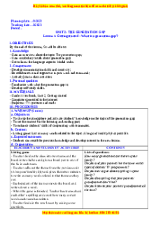 Giáo án Unit 2: The generation gap Tiếng Anh 11 Global success