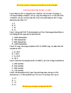 Trắc nghiệm Các dạng bài tập về ADN và gen Sinh học 9